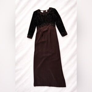 Black Tie Oleg Cassini Black and Brown Long Sleeve Dress